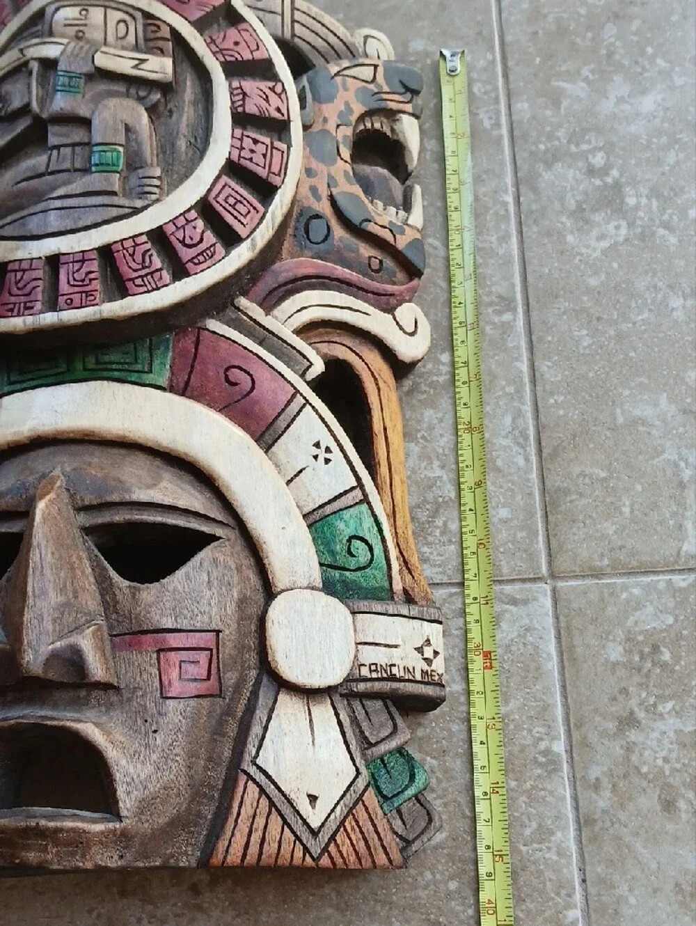 Hand Crafted Wooden Folk Art Aztec Wall Mask Made in Mexico